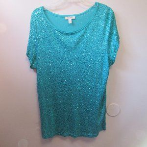 Dress Barn Sequins Short Sleeve Top